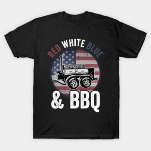 Funny Grilling Dad BBQ 4th Of July USA American Flag T-Shirt